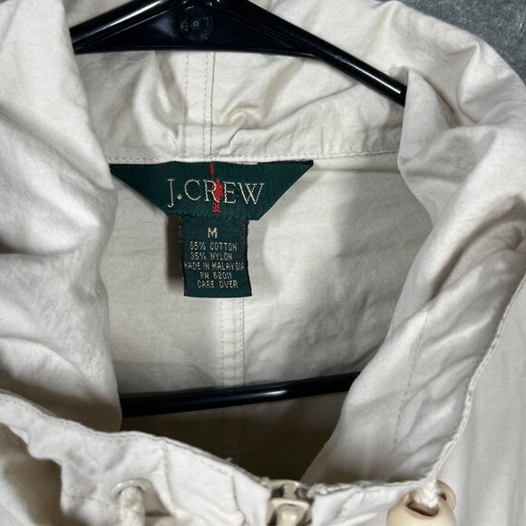 VTG J.Crew Oarsman Field Jacket Medium Beige Hooded Cotton Nylon Utility - Picture 2 of 11